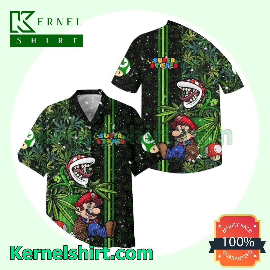 Mario Super Stoned Weed Beach Aloha Shirt