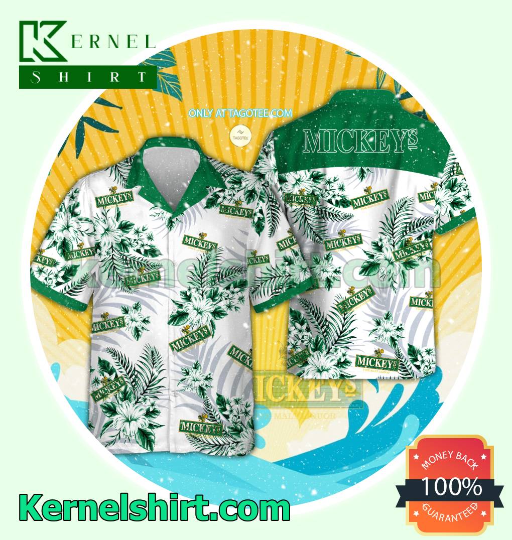 Mickey's Beer Summer Aloha Shirt, Beach Shorts