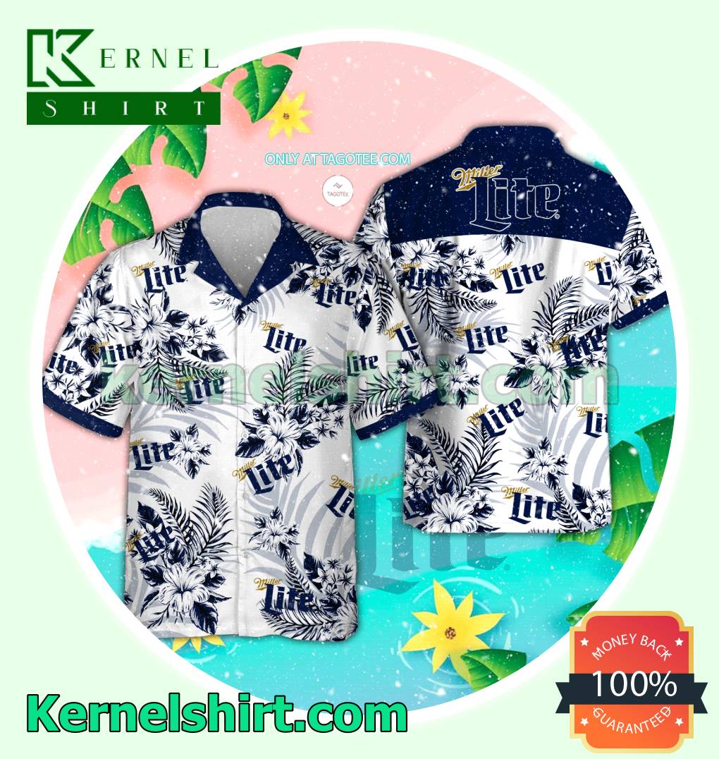 Miller Lite Summer Aloha Shirt, Beach Shorts