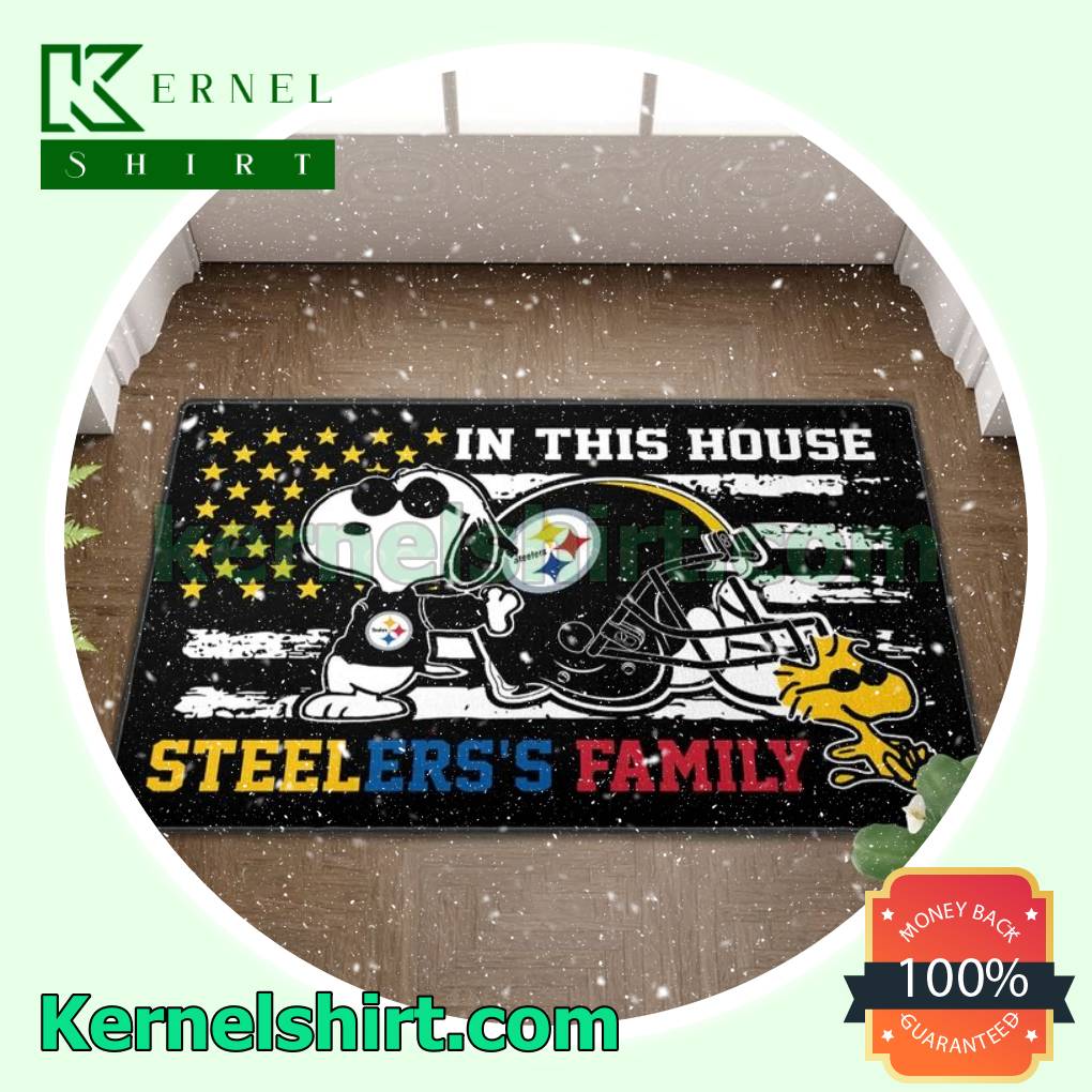 Snoopy And Woodstock In This House Steelers's Family Front Door Mat
