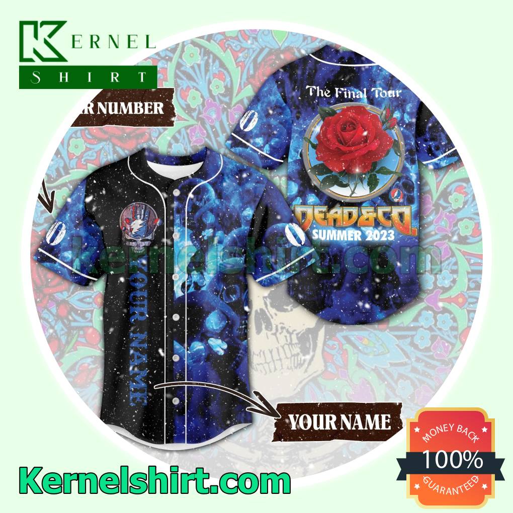 The Final Tour Dead And Co Summer 2023 Blue Skull Personalized Baseball Jersey