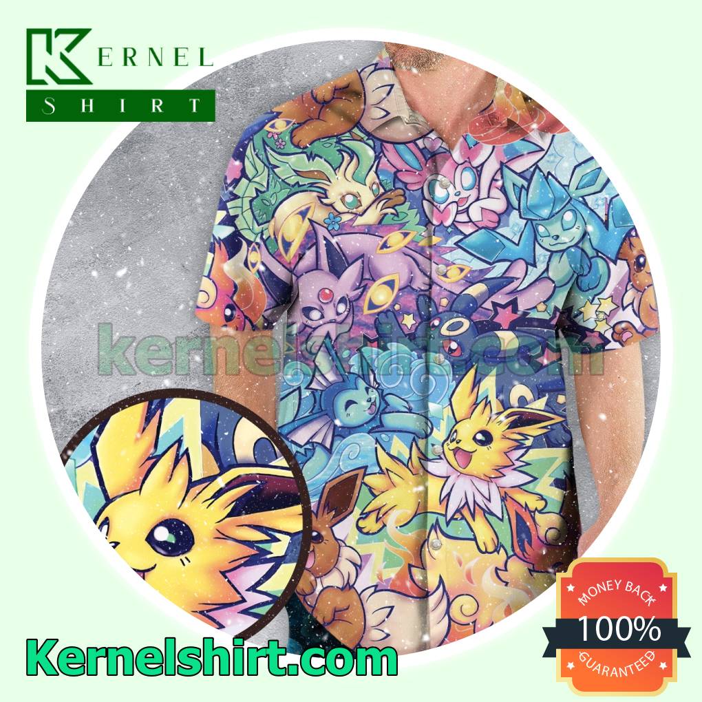 Evolution Of Eevee Pokemon Men Short Sleeve Shirt