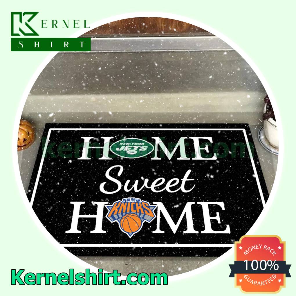 New York Jets New York Knicks Home Sweet Home Door Mat