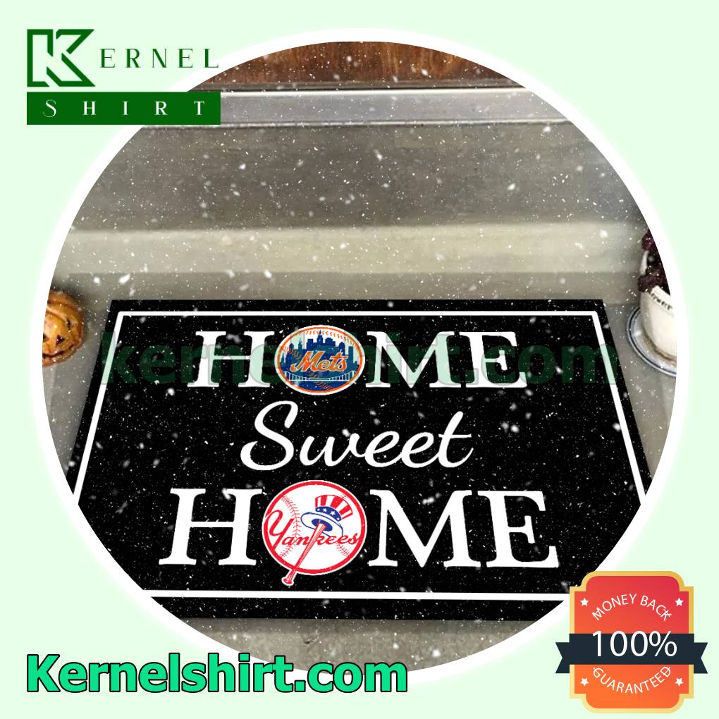 New York Mets New York Yankees Home Sweet Home Door Mat