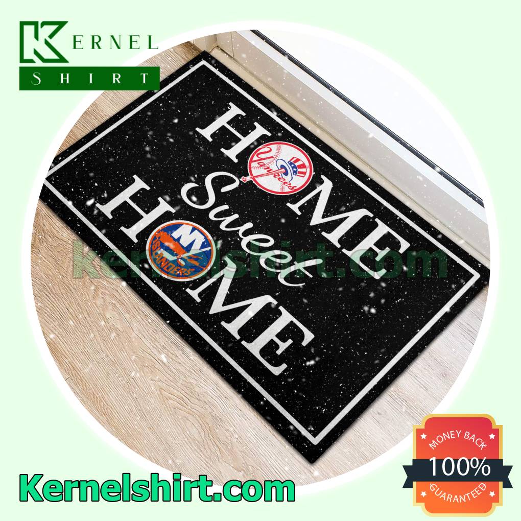 New York Yankees New York Islanders Home Sweet Home Door Mat