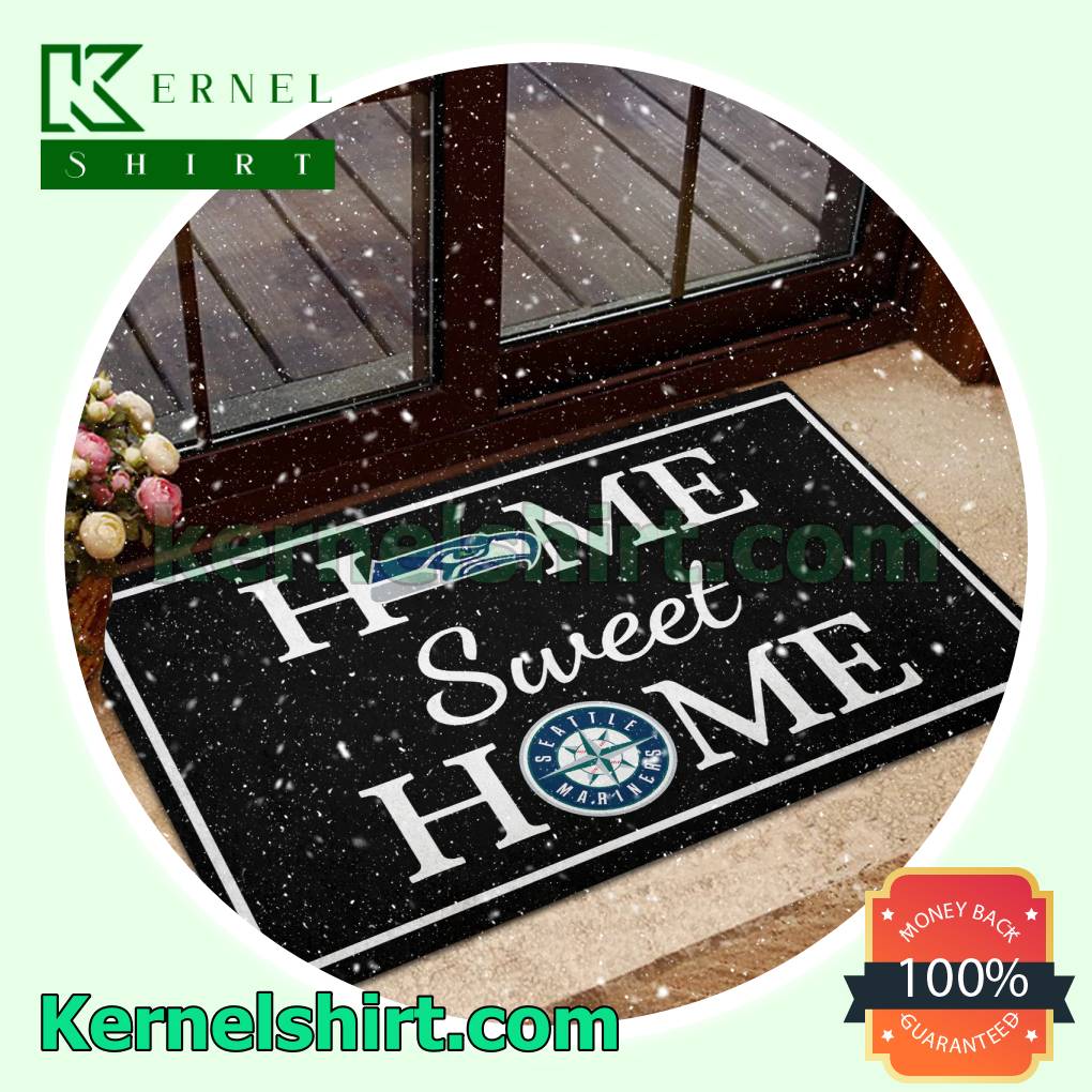 Seattle Seahawks Seattle Mariners Home Sweet Home Door Mat b