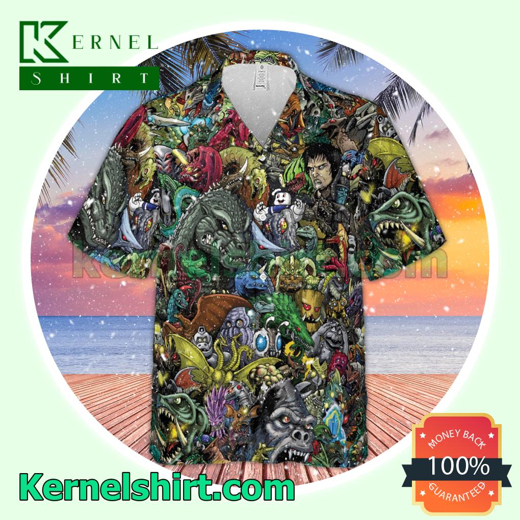 Greatest Monster Festival Kaiju Monster Aloha Button Down Shirt b