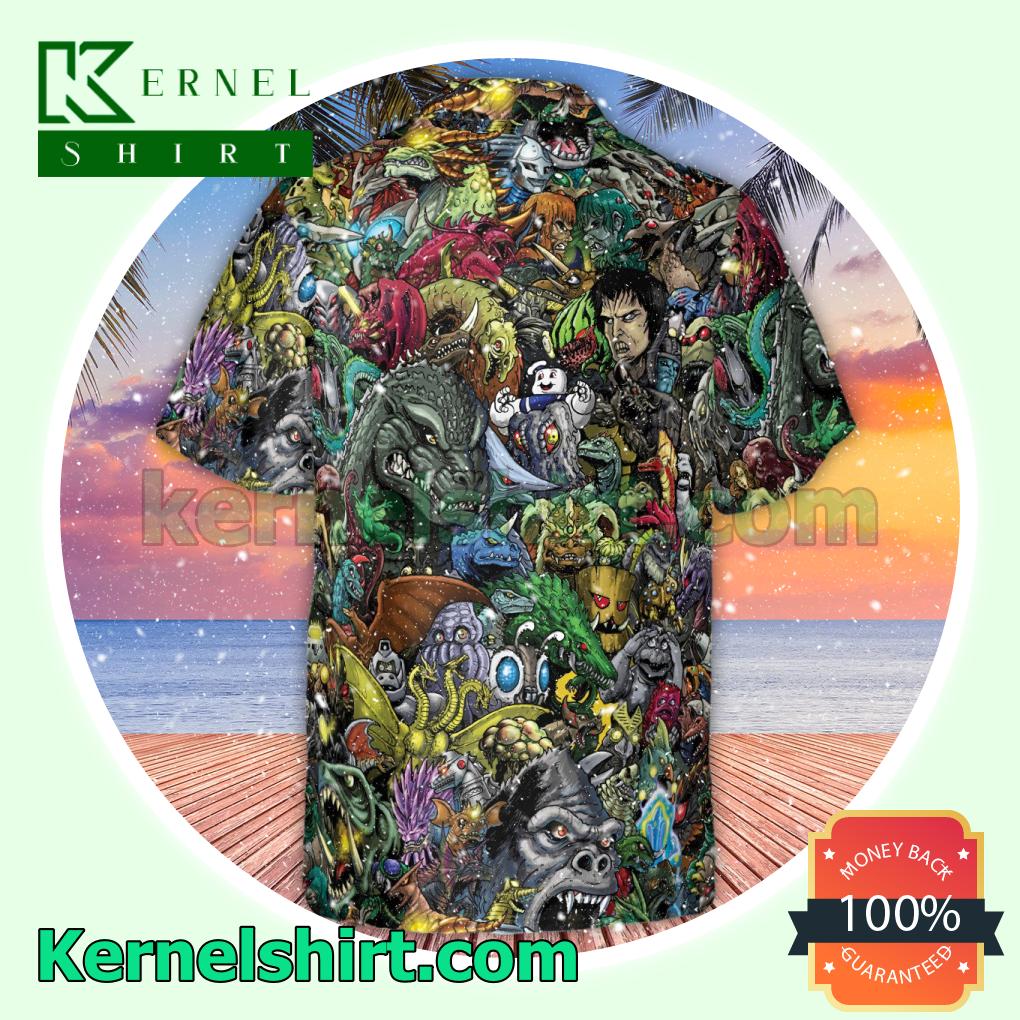 Greatest Monster Festival Kaiju Monster Aloha Button Down Shirt c