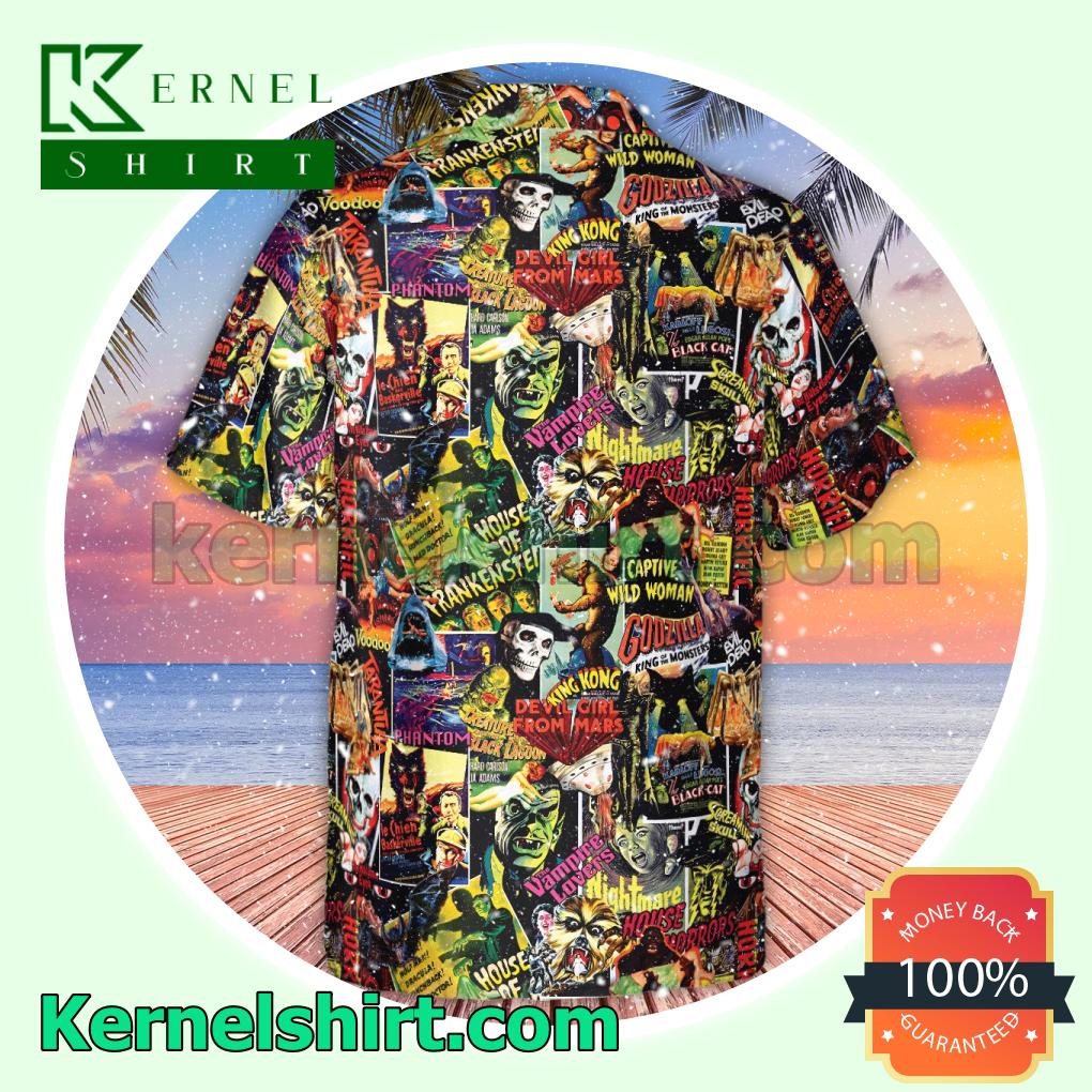 Absolutely Love Halloween Retro Horror Characters Collage Men Hawaii Shirt