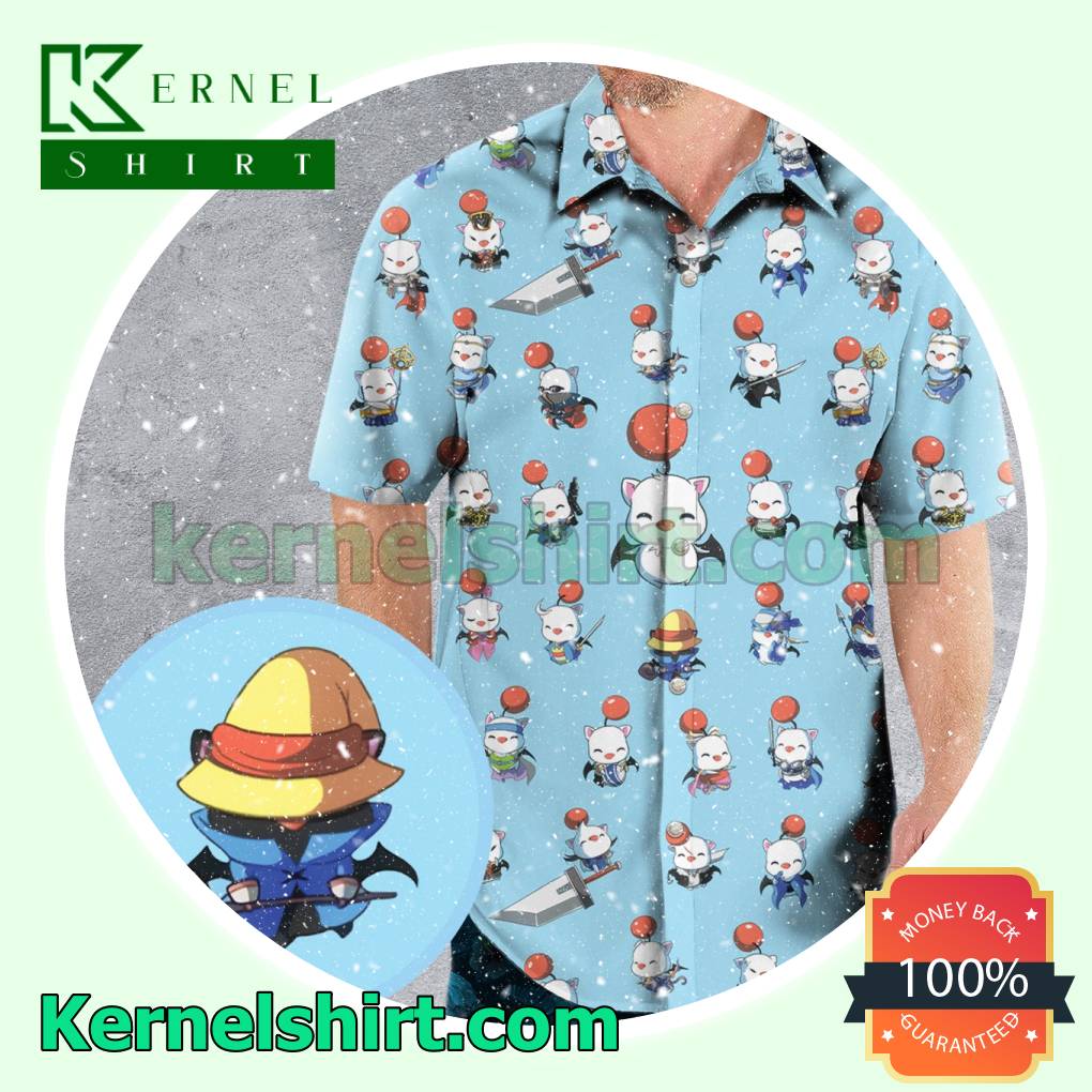 Moogle Final Fantasy Cute Hawaii Button-down Shirts a
