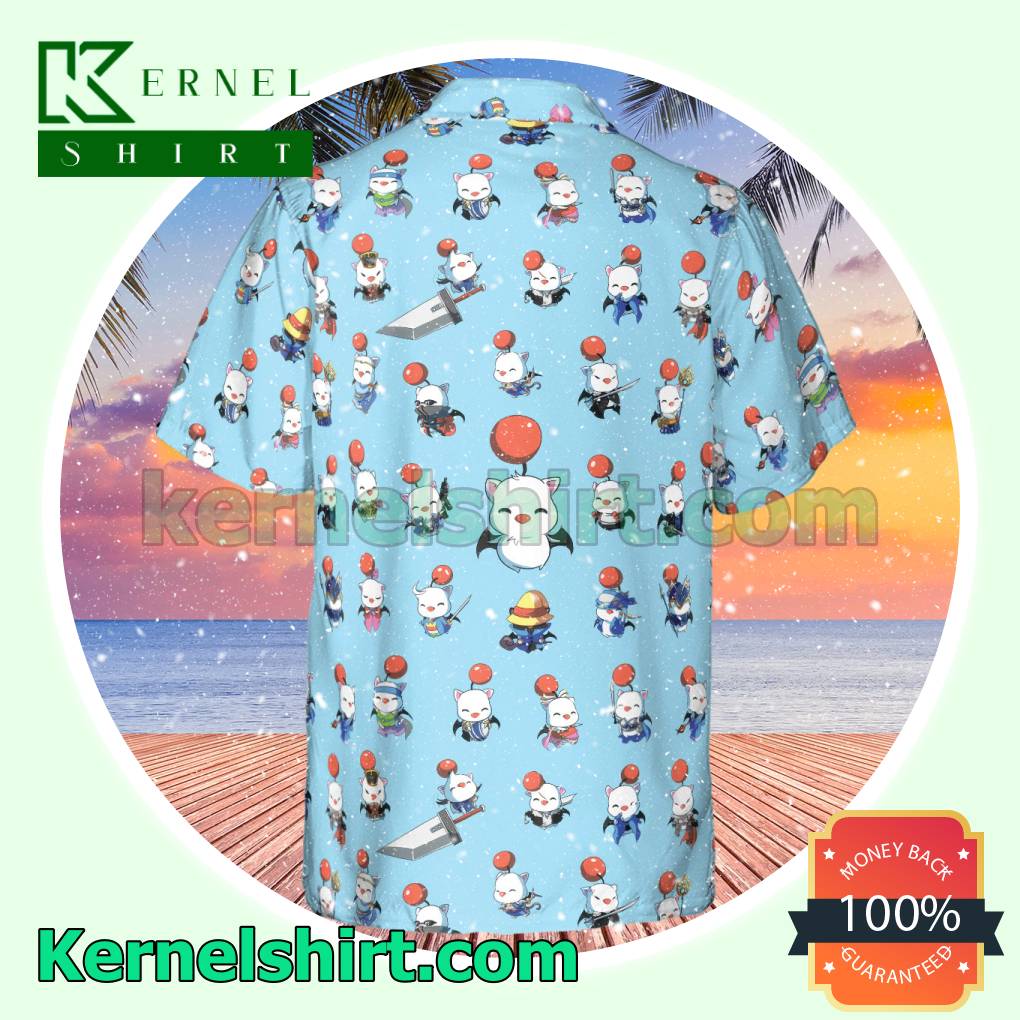 Moogle Final Fantasy Cute Hawaii Button-down Shirts c