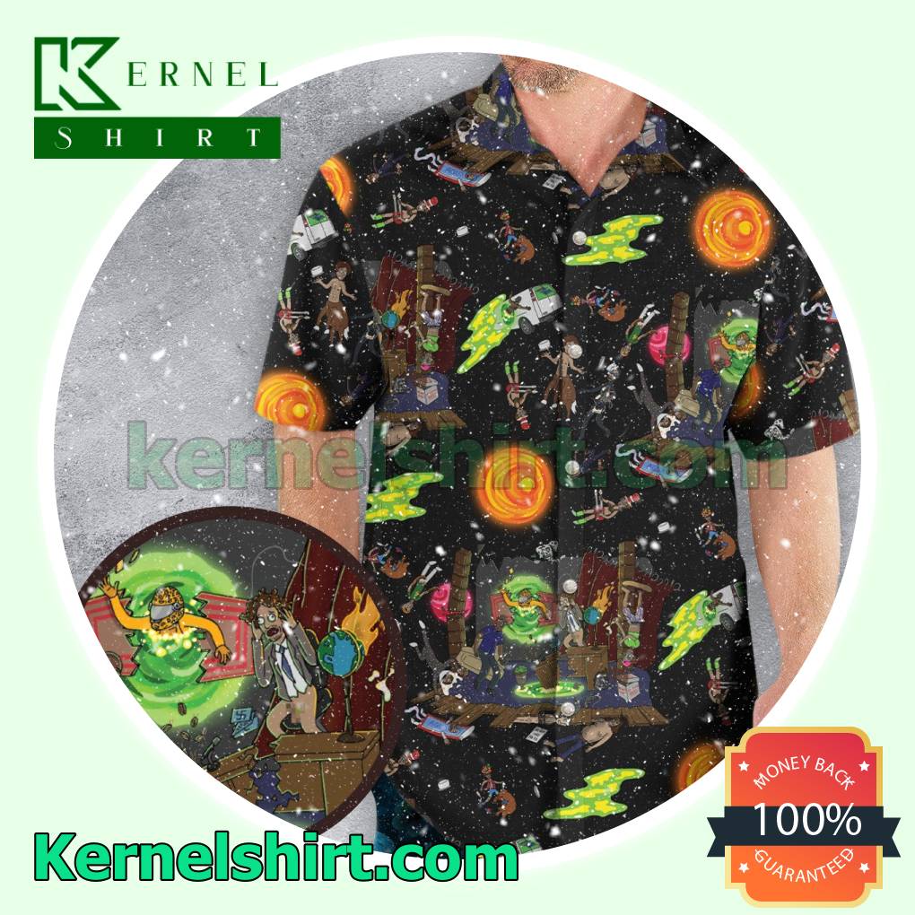The Eric Andre Show In The World Of Rick And Morty Hawaii Button-down Shirts a