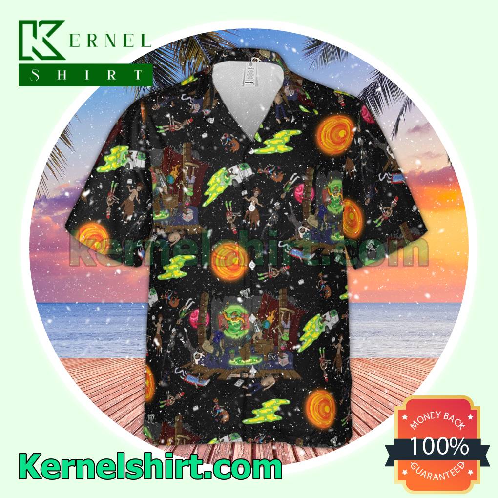 The Eric Andre Show In The World Of Rick And Morty Hawaii Button-down Shirts b