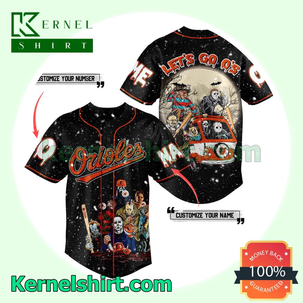 Horror Movies Characters Baltimore Orioles Let's Go O's Personalized Baseball Jersey