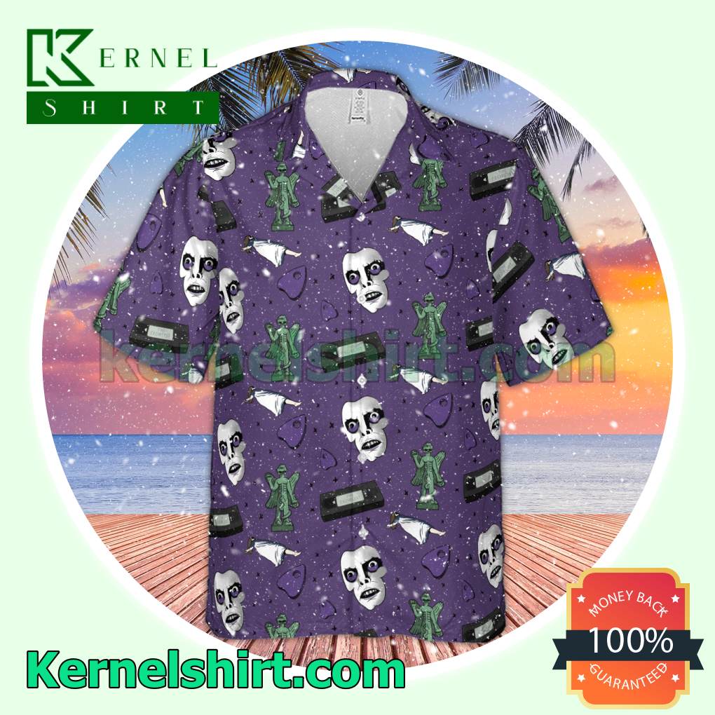 OwlOhh Hawaiian Shirt Skull Purple Flower for Women Men