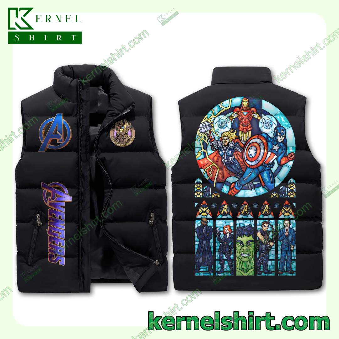 Avengers Stained Glass Men's Puffer Vest