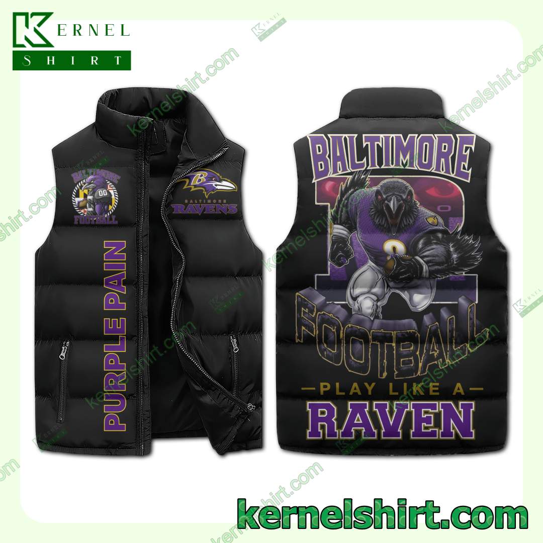 Baltimore Football Play Like A Raven Quilted Puffer Vest