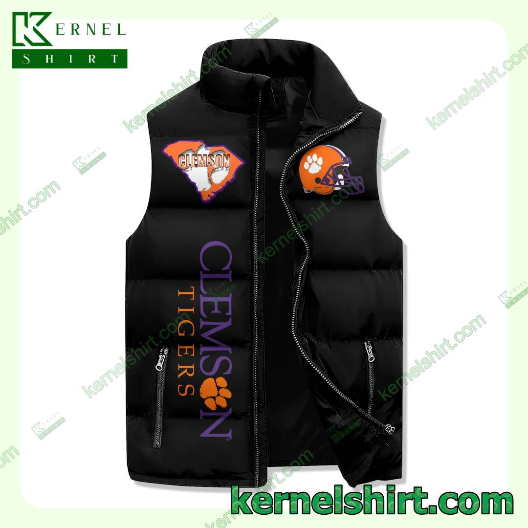 Beautiful Clemson Tigers Purple Heart Orange Blood Winter Puffer Coat Vest