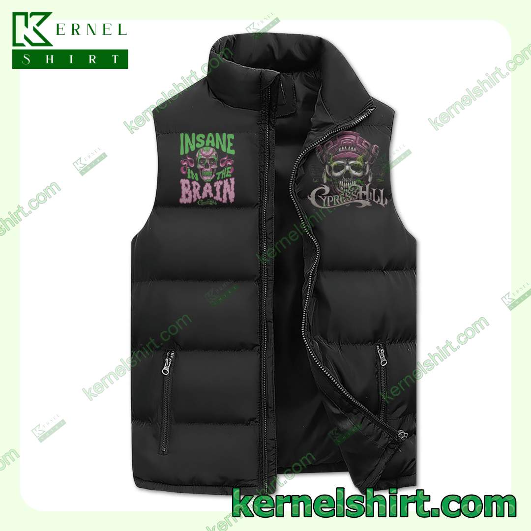 Fantastic Cypress Hill Insane In The Membrane Crazy Insane Got No Brain Quilted Puffer Vest