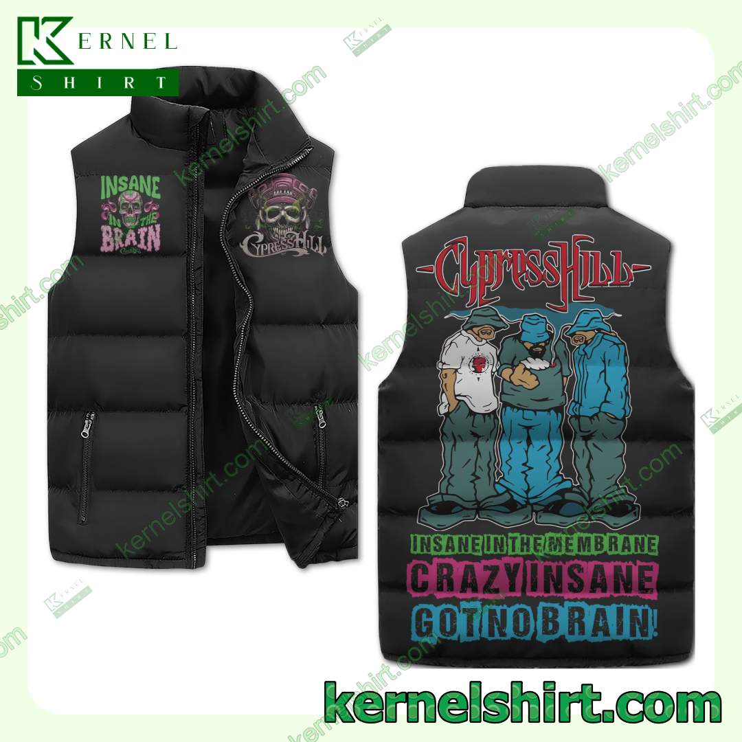Cypress Hill Insane In The Membrane Crazy Insane Got No Brain Quilted Puffer Vest