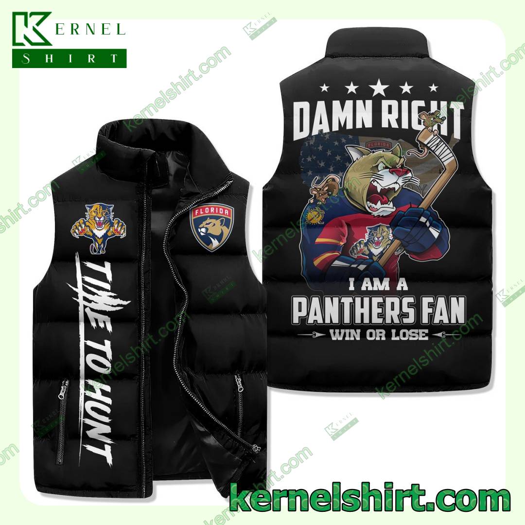 Damn Right I Am A Florida Panthers Fan Win Or Lose Quilted Puffer Vest
