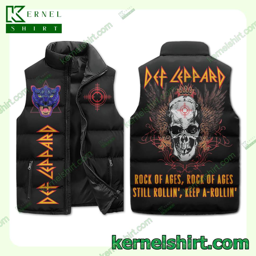 Def Leppard Rock Of Ages Quilted Puffer Vest