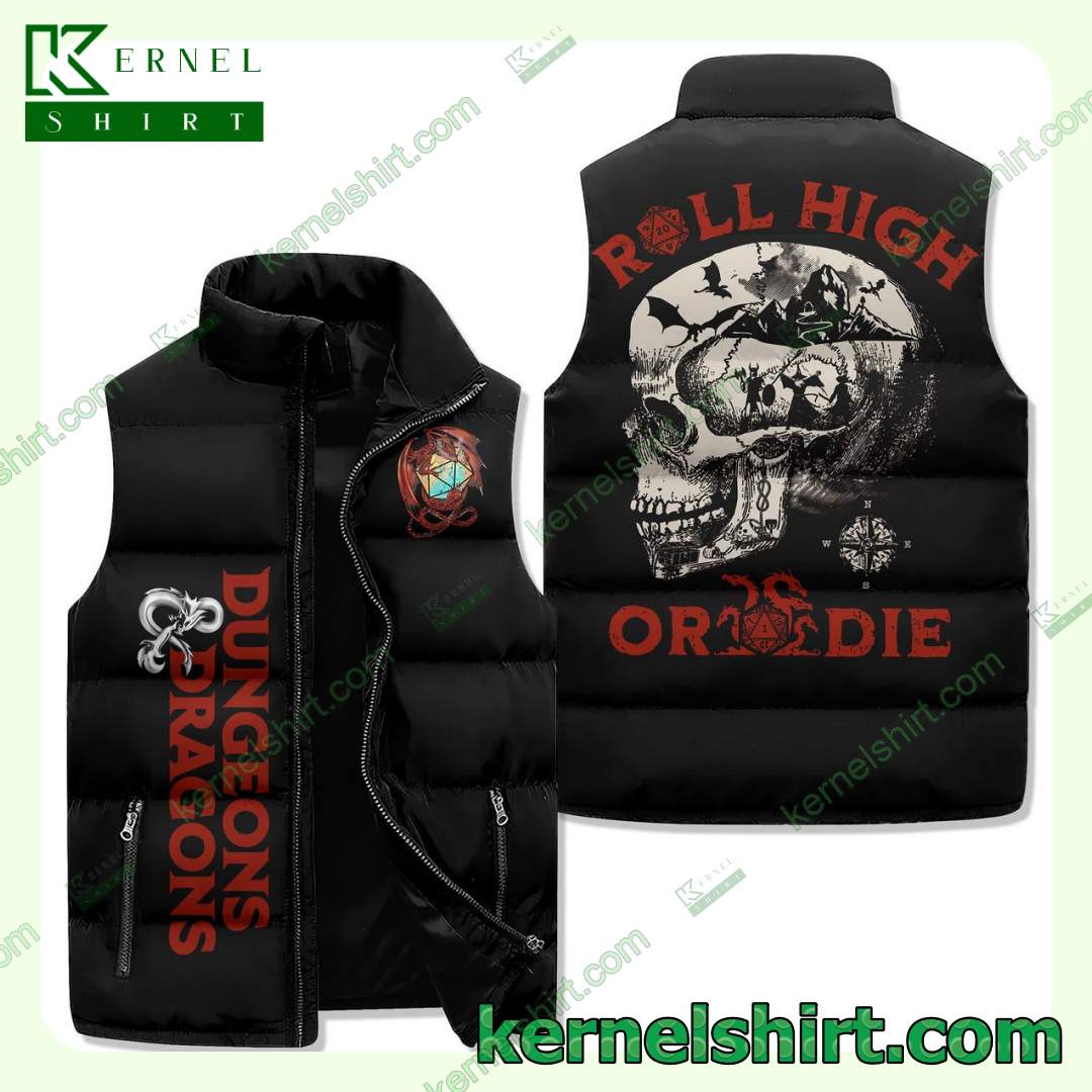 Dungeons And Dragons Roll High Or Die Sleeveless Padded Jacket Coat