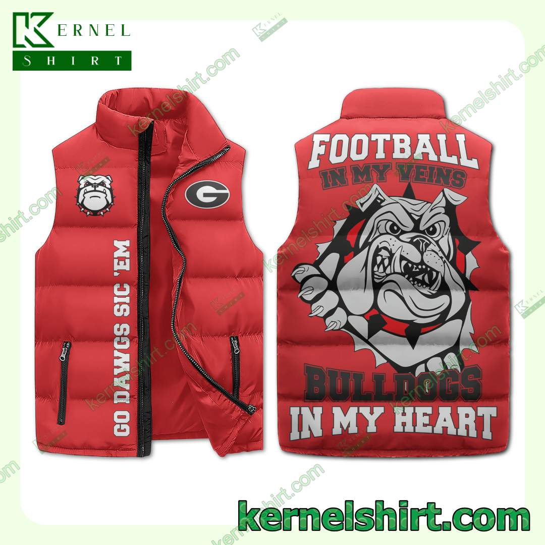 Football In My Veins Georgia Bulldogs In My Heart Winter Thick Vest