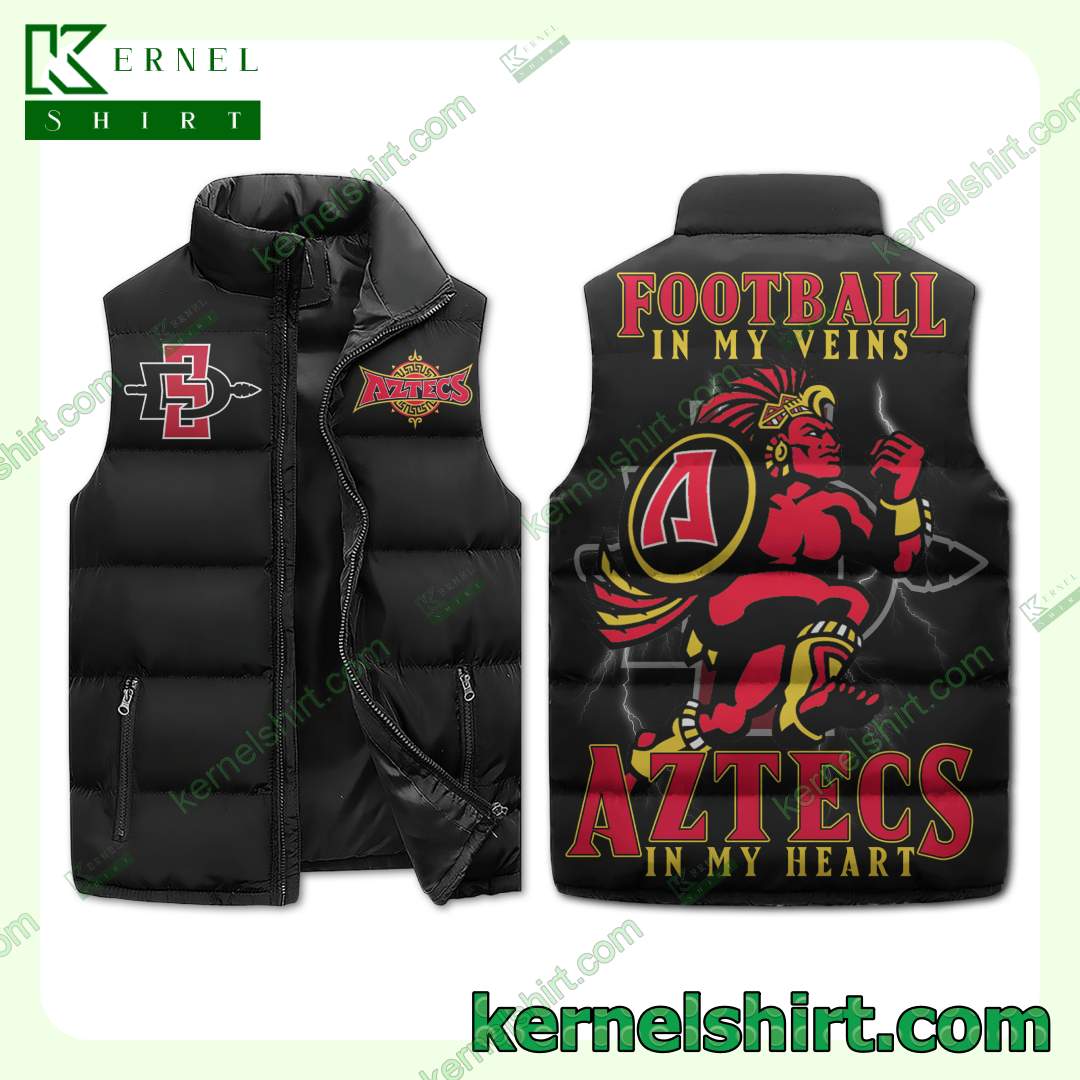 Football Is My Veins San Diego State Aztecs In My Heart Winter Thick Vest
