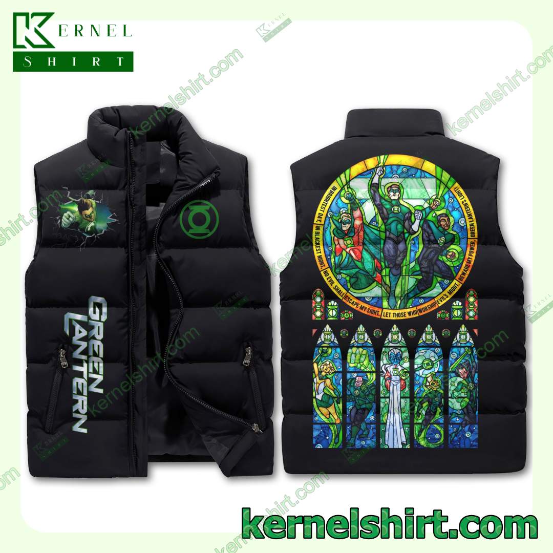 Green Lantern Stained Glass Men's Puffer Vest