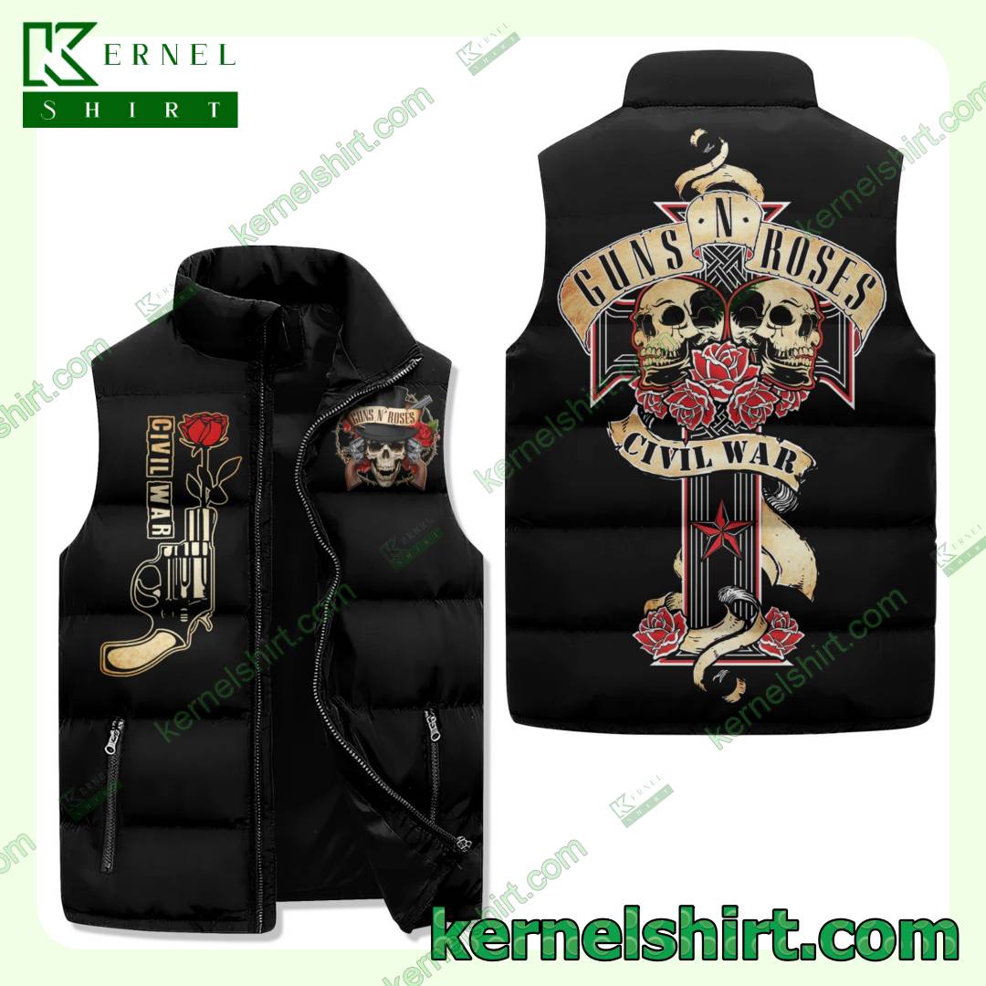 Guns N Roses Civil War Quilted Puffer Vest