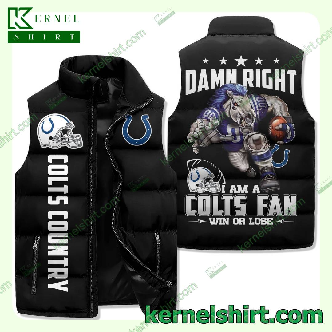 I Am A Indianapolis Colts Fan Win Or Lose Men's Puffer Vest