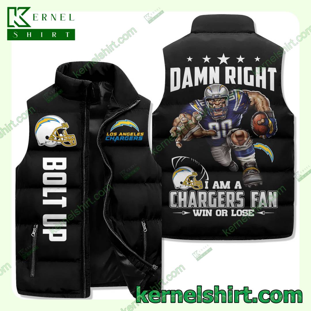 I Am A Los Angeles Chargers Fan Win Or Lose Men's Puffer Vest