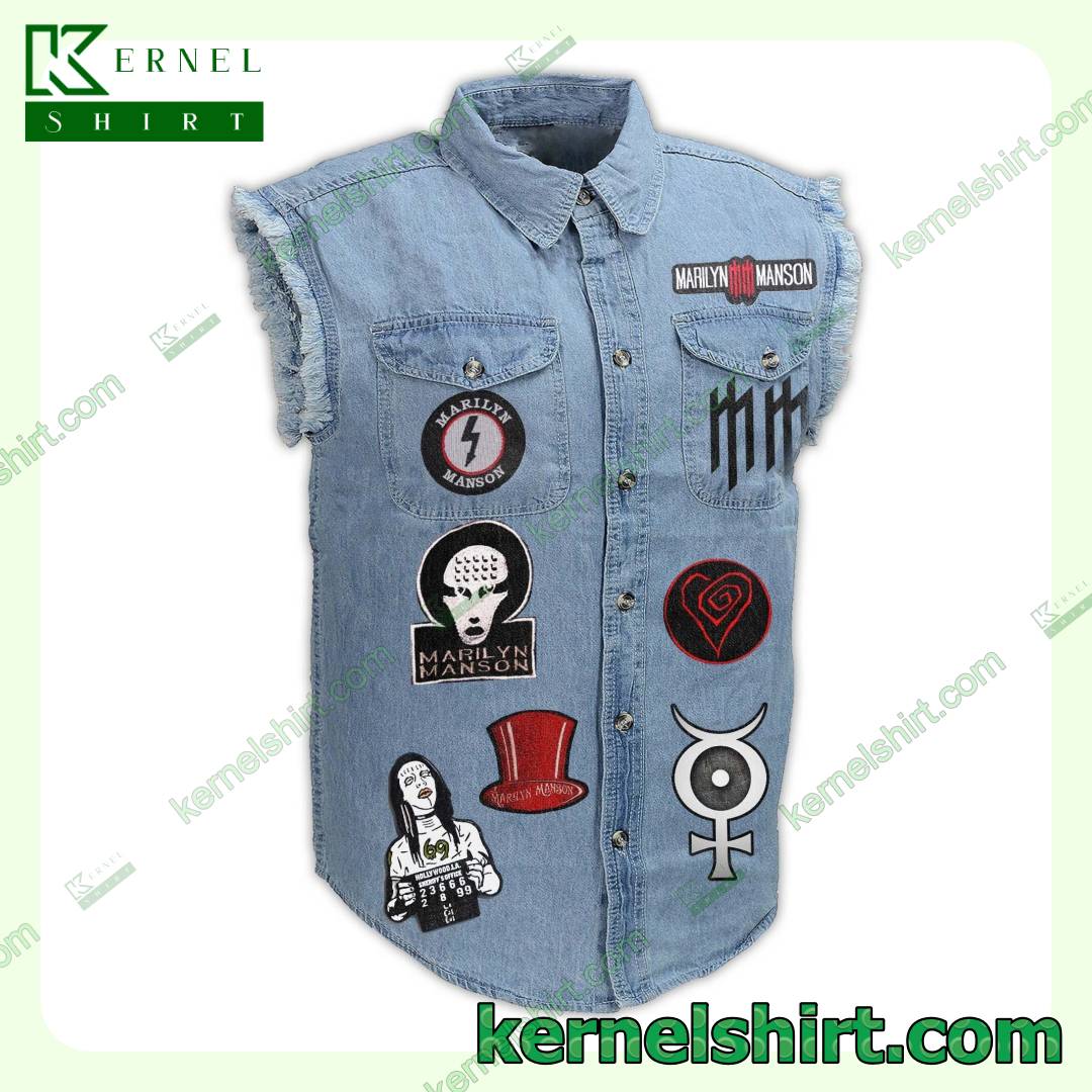 Limited Edition Marilyn Manson Let's Just Kill Everyone Denim Jean Vest Jacket