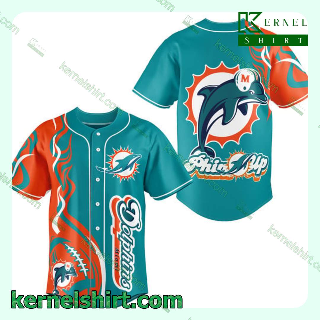 Miami Dolphins Phins Up Fire Ball Baseball Jersey