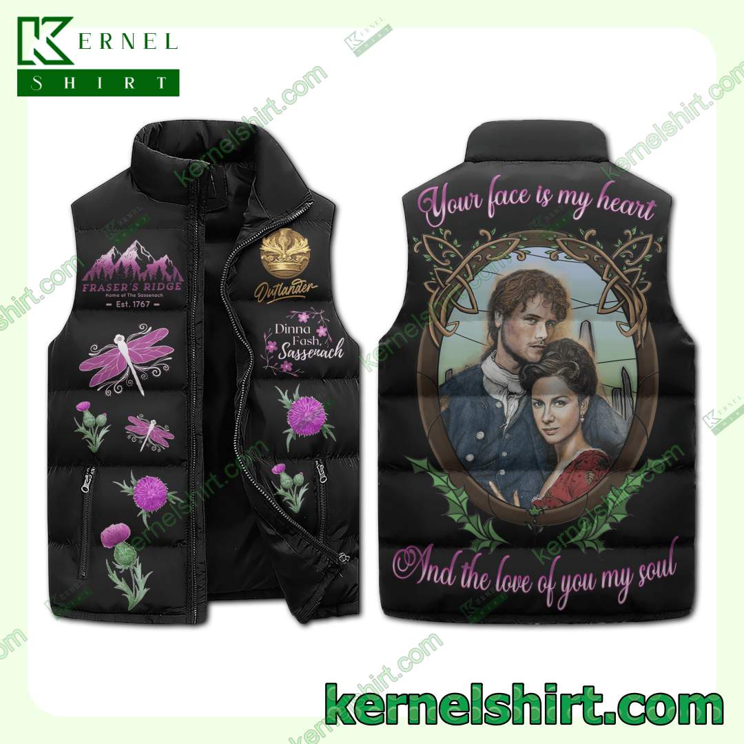 Outlander Your Face Is My Heart And The Love Of You My Soul Quilted Puffer Vest