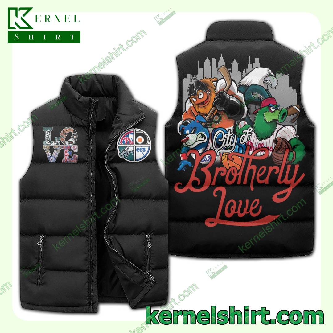 Philadelphia City Of Brotherly Love Mascots Winter Puffer Coat Vest