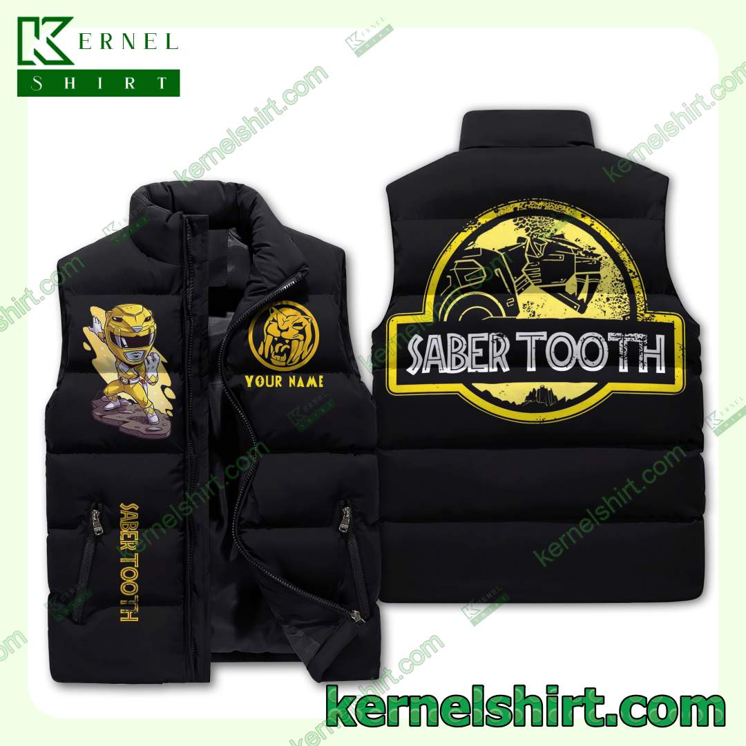 Power Rangers Saber Tooth Personalized Men's Puffer Vest