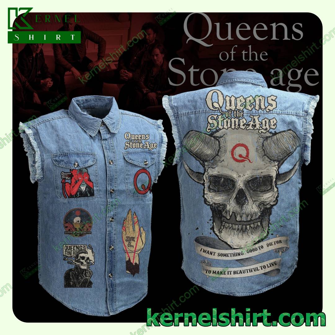 Queens Of The Stone Age Skull I Want Something Good To Die For Men’s Punk Vests