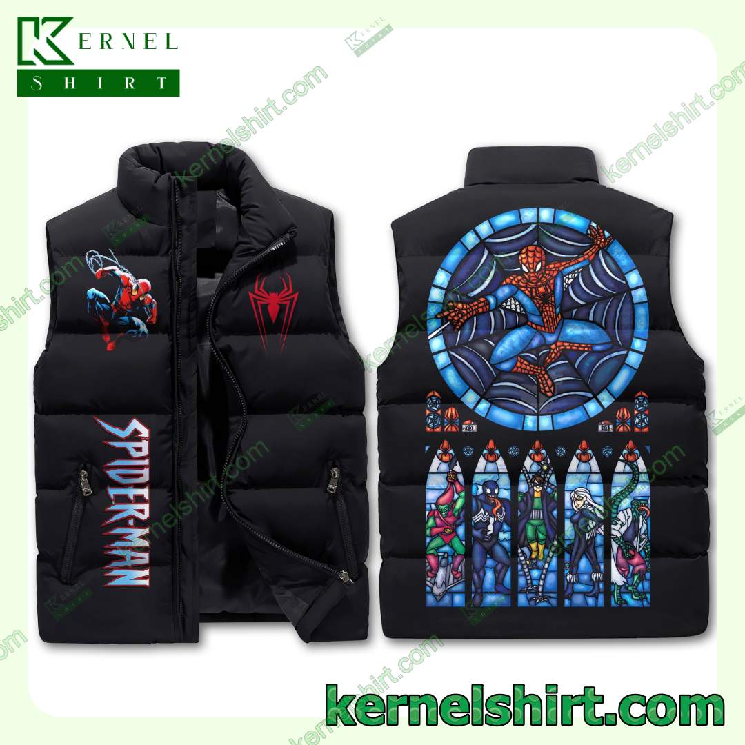 Spider-man Stained Glass Men's Puffer Vest