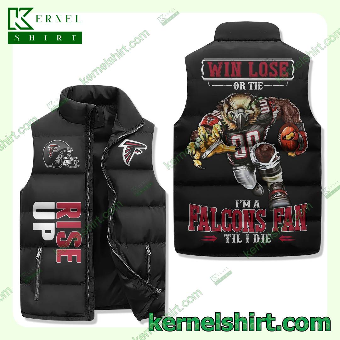 Win Lose Or Tie I'm A Falcons Fan Till I Die Quilted Puffer Vest