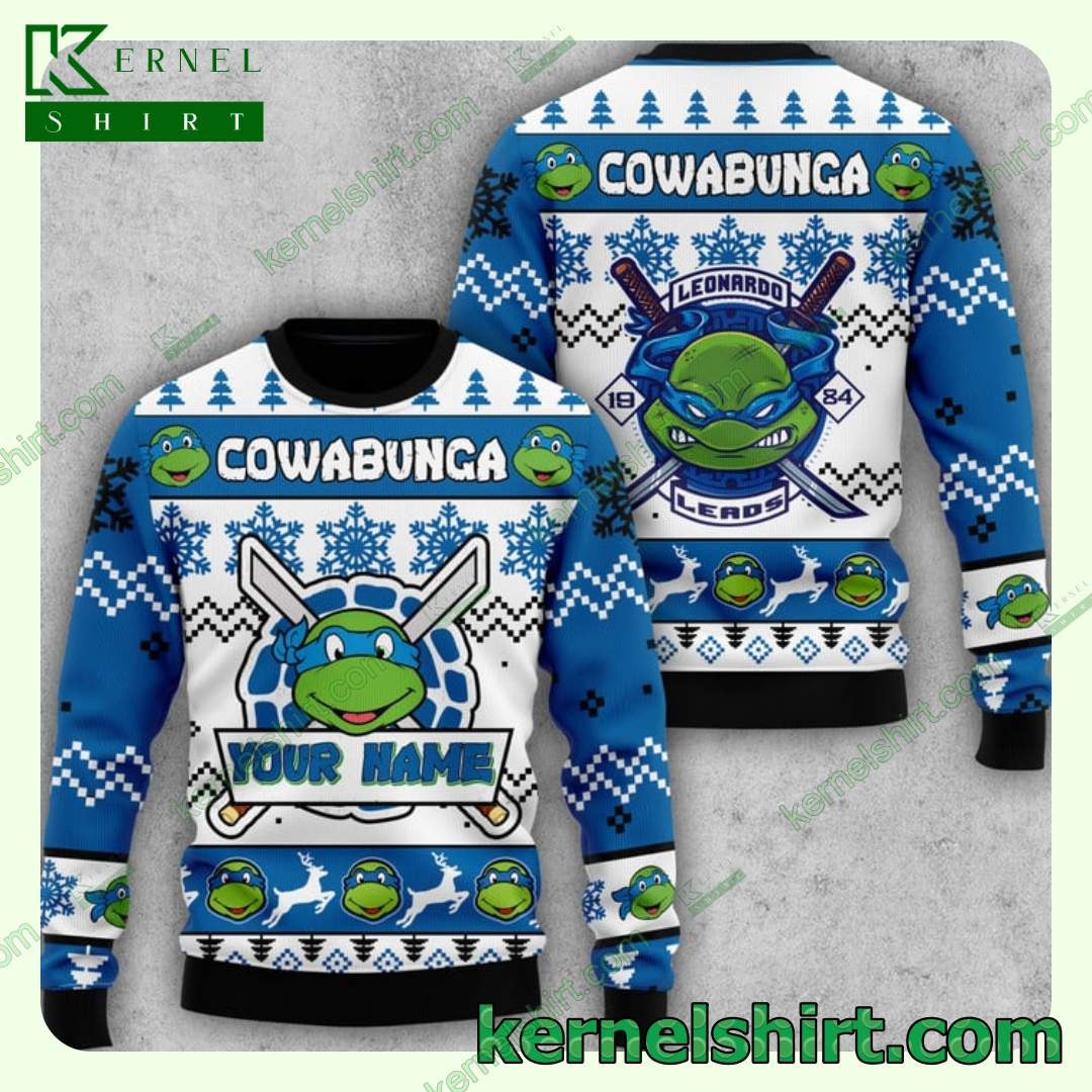 TMNT Cowabunga Leonardo Leads Ugly Xmas Sweaters