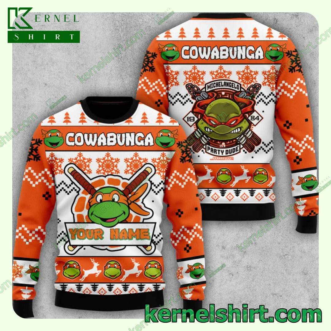 TMNT Cowabunga Michelangelo Party Dude Ugly Xmas Sweaters